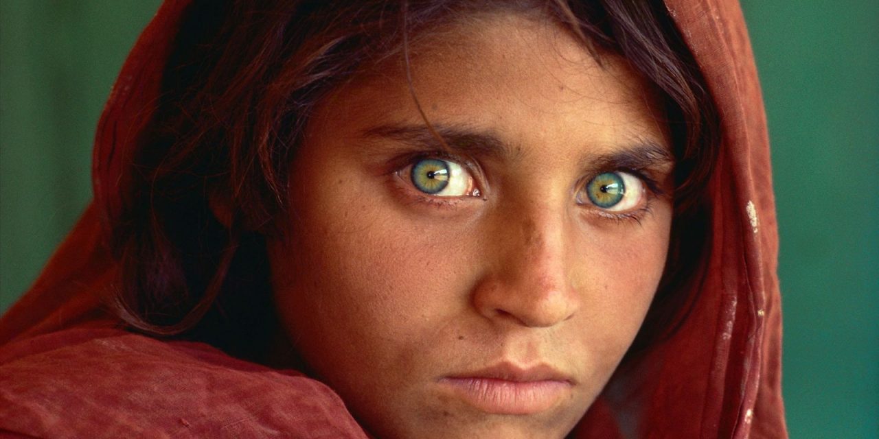 « L’afghane aux yeux verts »  – le monde vu par Steeve Mac-curry, photographe  américain contemporain.
